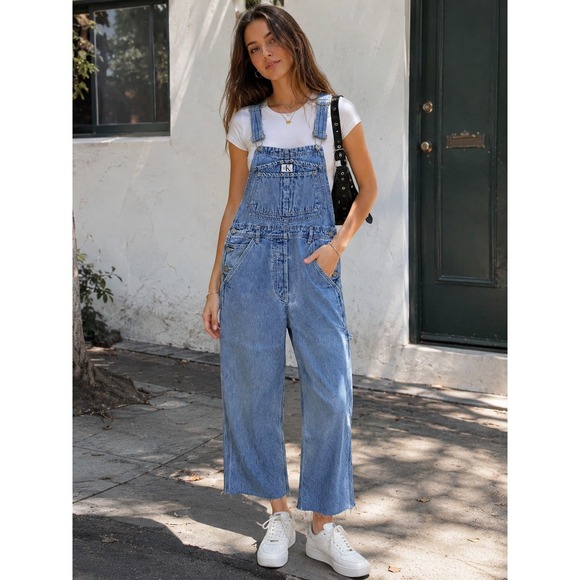 Calvin Klein Pants - Calvin Klein Vintage 90s Style Carpenter Overalls Blue Denim Bib Small Oversized